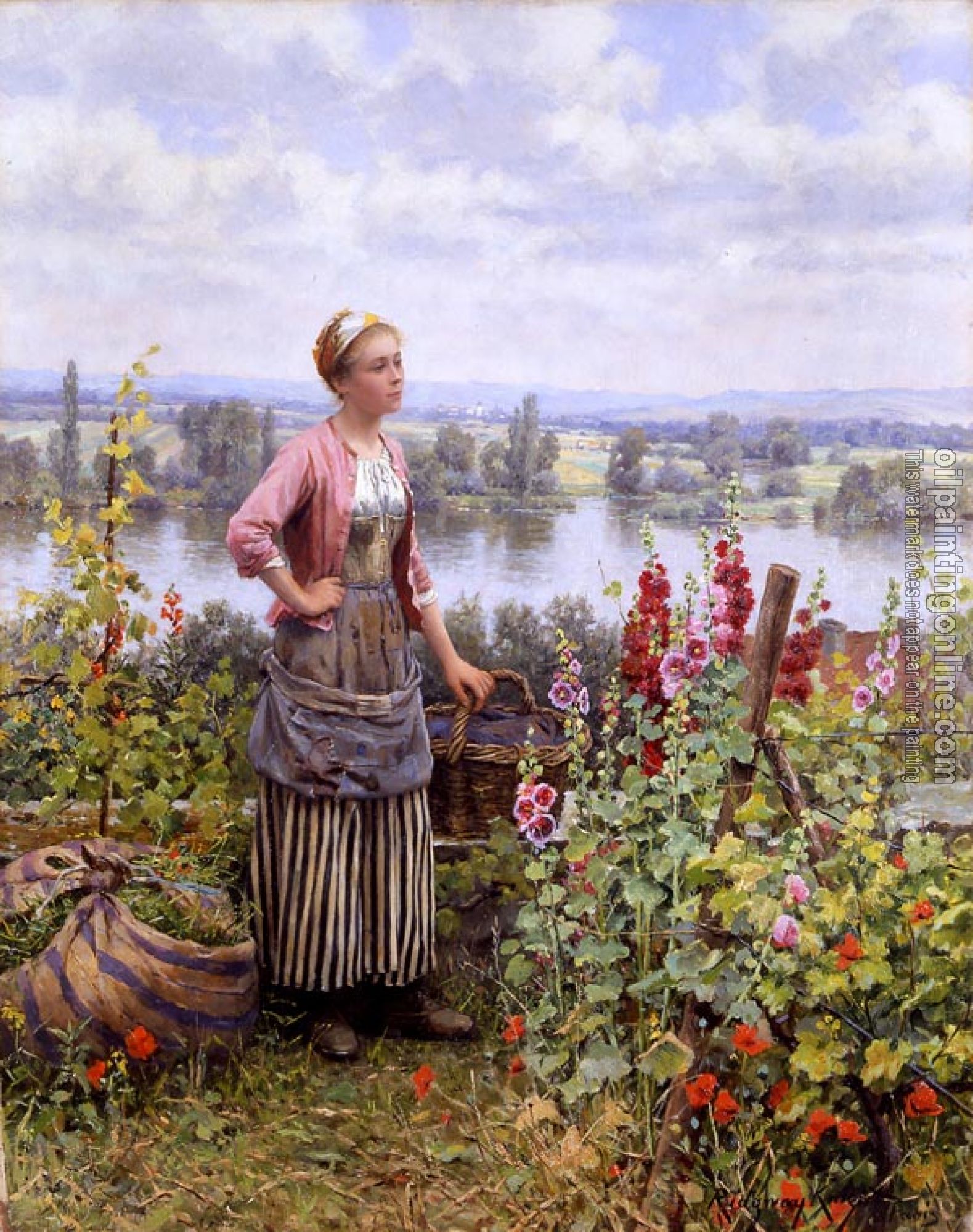 Daniel Ridgway Knight - Maria on the Terrace with a Bundle of Grass